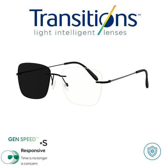 Gafas Óptica  ICONIC TITANIUM DARK + COLORS TRANSITIONS© GEN S® Anti/Blue Pro Formula Máximo+/- 2.00 SPEED©