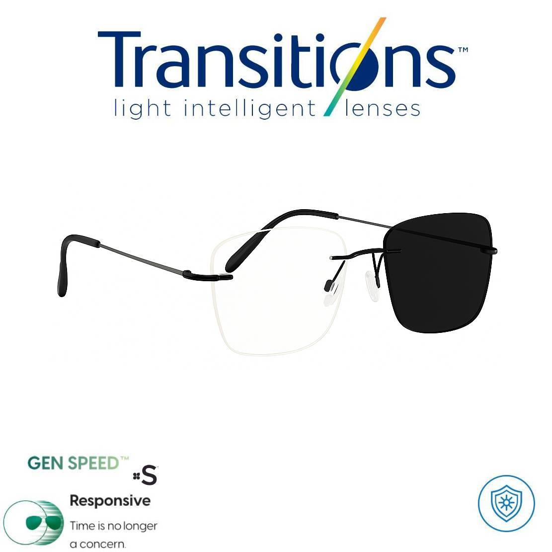 Gafas Óptica  ICONIC TITANIUM DARK + COLORS TRANSITIONS© GEN S® Anti/Blue Pro Formula Máximo+/- 2.00 SPEED©