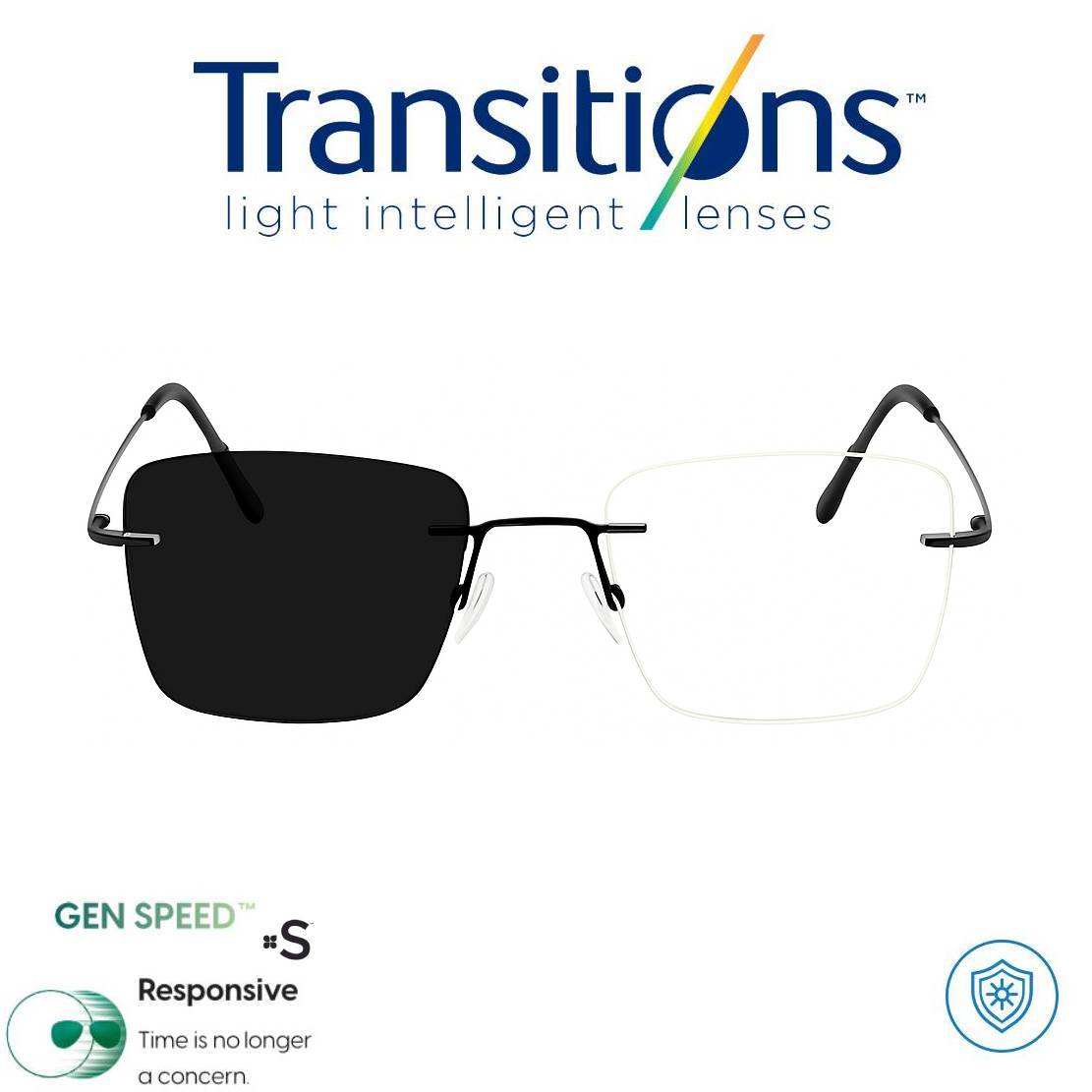 Gafas Óptica  ICONIC TITANIUM DARK + COLORS TRANSITIONS© GEN S® Anti/Blue Pro Formula Máximo+/- 2.00 SPEED©