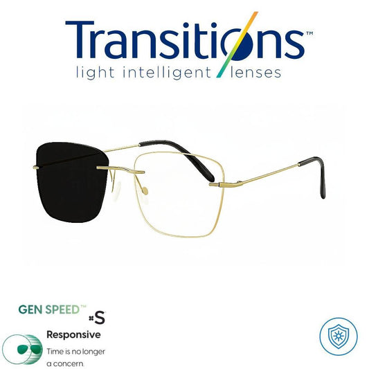 Gafas Óptica GOLD ICONIC TITANIUM + COLORS TRANSITIONS© GEN S® Anti/Blue Pro Formula Máximo+/- 2.00 SPEED©