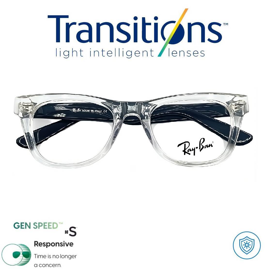 TRANSITIONS© GEN S® Anti/Blue Pro Formula Máximo+/- 3.00 SPEED© (Marco Deportivo Incluido) Montura Óptica