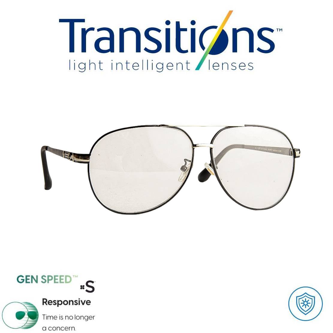 TRANSITIONS© GEN S® Anti/Blue Pro Formula Máximo+/- 3.00 SPEED© (Marco Importado Incluido) Montura Óptica