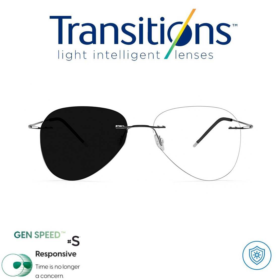 Gafas Óptica PILOT TITANIUM + TRANSITIONS© GEN S® Anti/Blue Pro Formula Máximo+/- 2.00 SPEED©