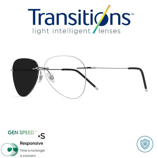 Gafas Óptica PILOT TITANIUM + TRANSITIONS© GEN S® Anti/Blue Pro Formula Máximo+/- 2.00 SPEED©