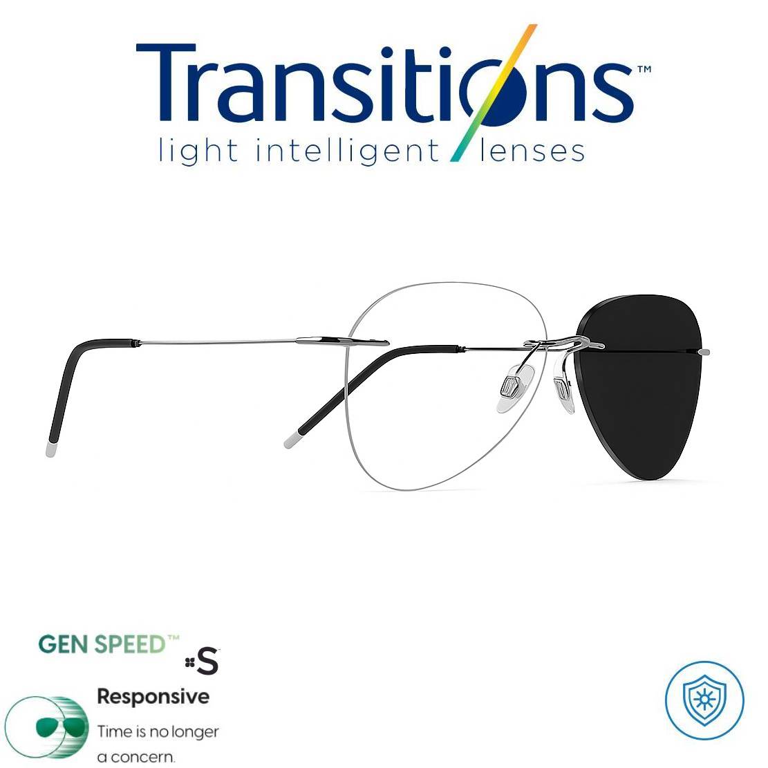 Gafas Óptica PILOT TITANIUM + TRANSITIONS© GEN S® Anti/Blue Pro Formula Máximo+/- 2.00 SPEED©