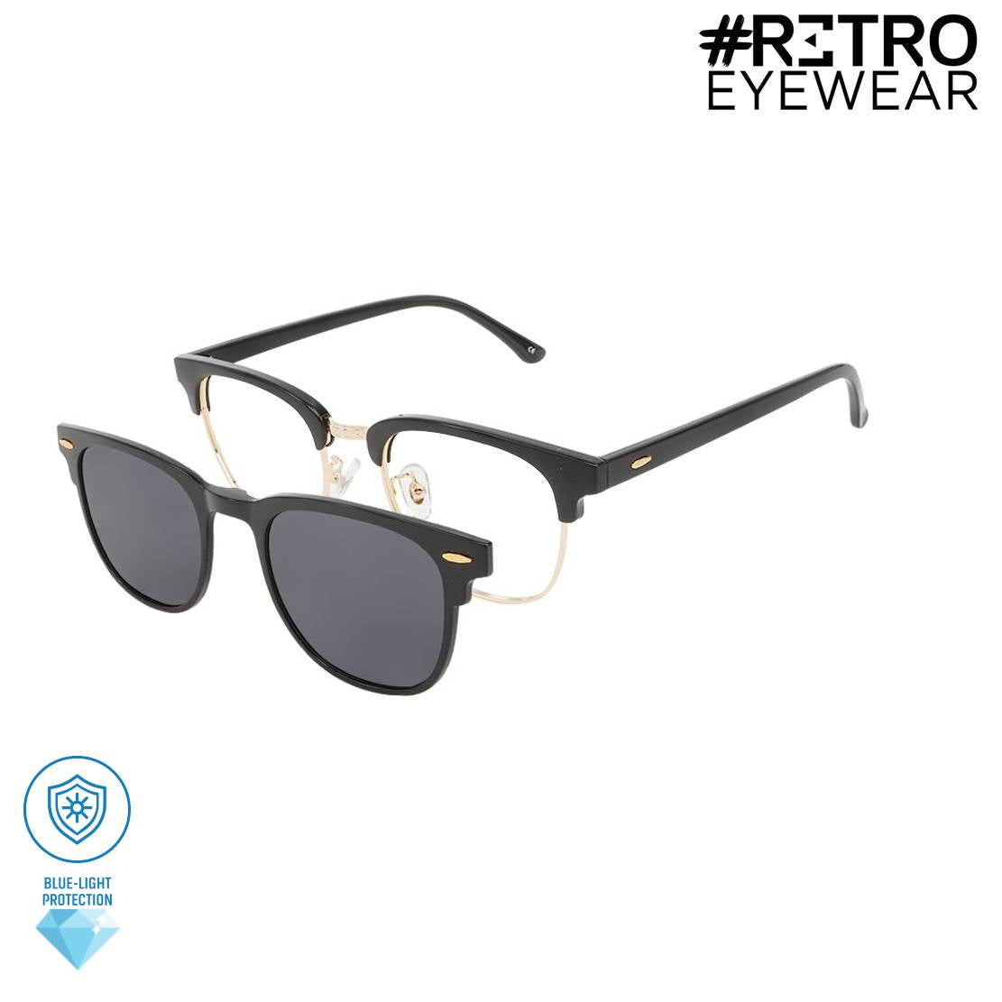 Gafas Clip Solar Gold + INFINITE♾PHOTOCHROMIC PC AntiBlue Formula Máximos+/-3.0 Con formula Óptica