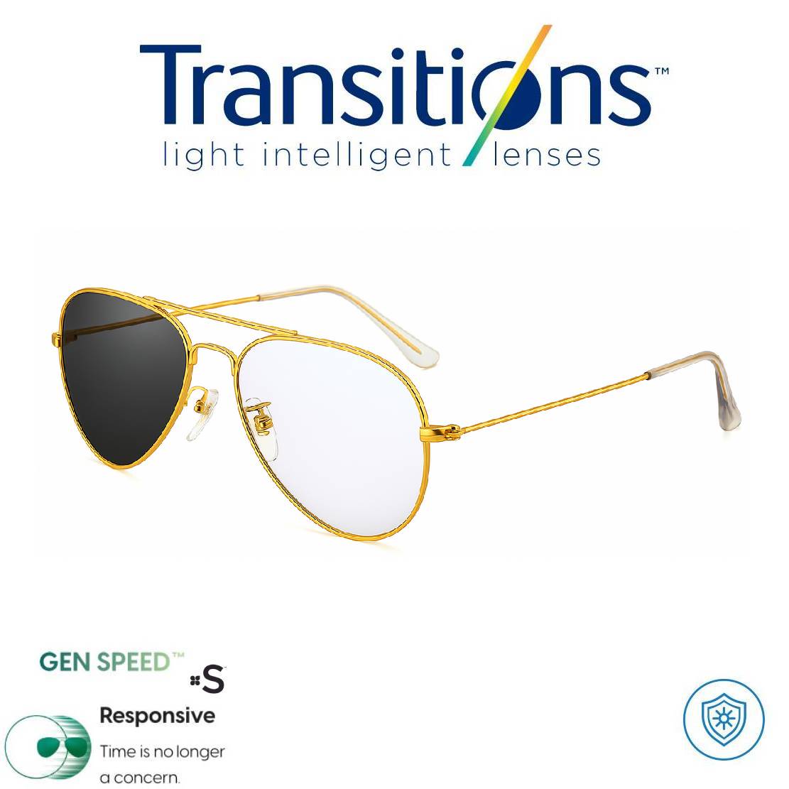 Gafas Óptica PILOT + TRANSITIONS© GEN S® Anti/Blue Pro Formula Máximo+/- 2.00 SPEED©