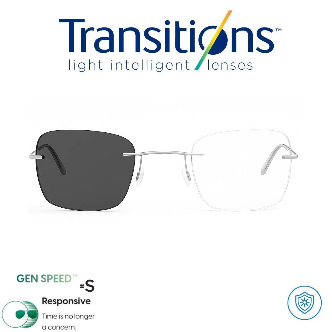 Gafas Óptica ICONIC TITANIUM + COLORS TRANSITIONS© GEN S® Anti/Blue Pro Formula Máximo+/- 2.00 SPEED©