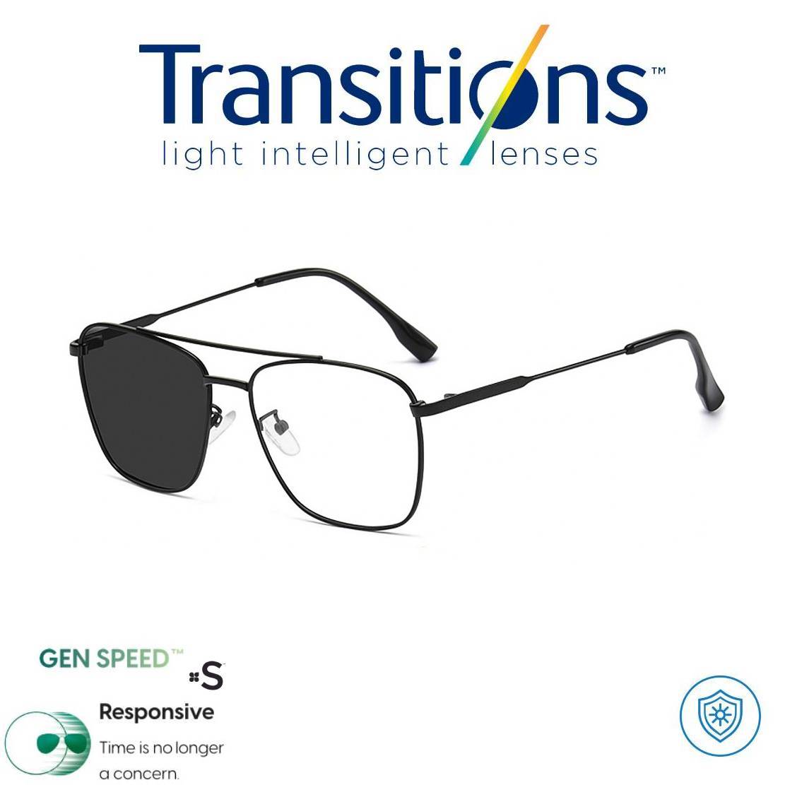 TRANSITIONS© GEN S® Anti/Blue Pro Formula Máximo+/- 3.00 SPEED© (Marco Importado Incluido) Montura Óptica