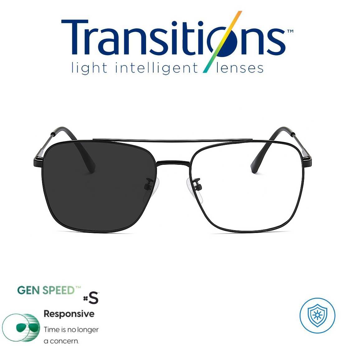 TRANSITIONS© GEN S® Anti/Blue Pro Formula Máximo+/- 3.00 SPEED© (Marco Importado Incluido) Montura Óptica