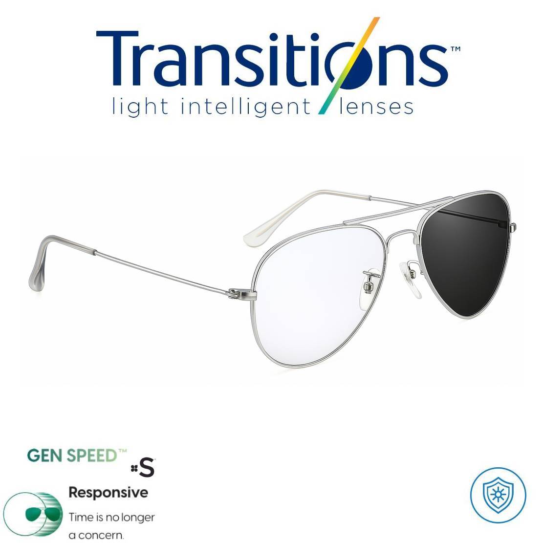 Gafas Óptica PILOT + TRANSITIONS© GEN S® Anti/Blue Pro Formula Máximo+/- 2.00 SPEED©